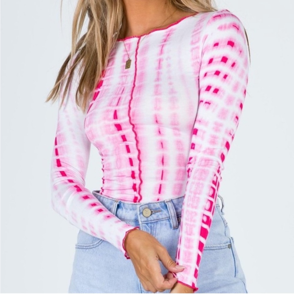 Princess Polly Pink Tie Dye Y2K 90s Inspired Long Sleeve Tee